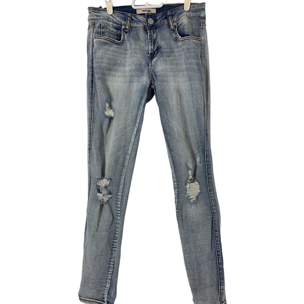 Womens Refuge Distress Skinny Jeans Size 6 Stretch 5242 Mid Rise Light Wash